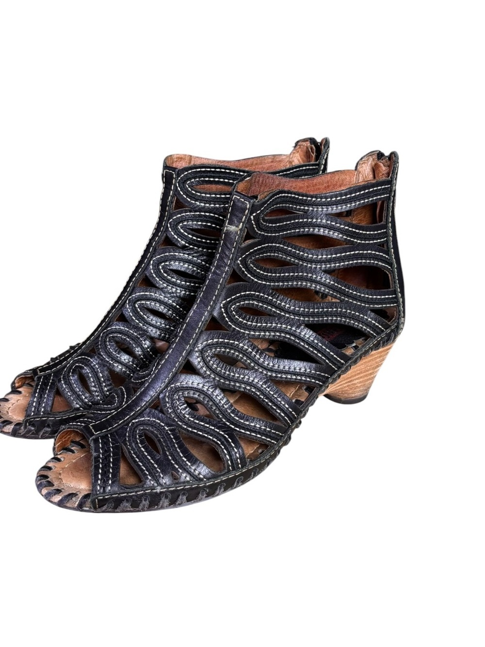 Pikolinos Paris Black Leather Gladiator Booties — EUC — EU 36/ US 5.5-6